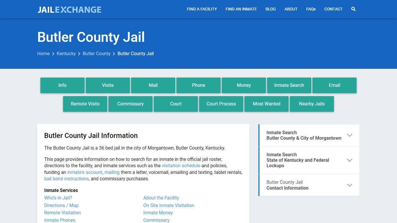 Butler County Jail, KY Inmate Search, Information